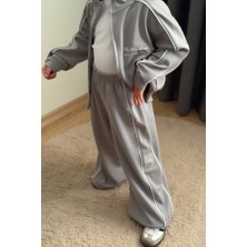 BoyBoy Kidswear Kız Çocuk Oysho Kumaş Biyeli Eşofman Takım Gri