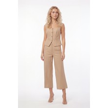 Stella Pulvis Bej Yüksek Bel Culotte Pantolon