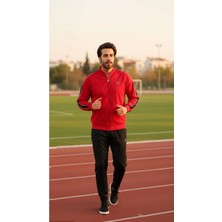 Fore Sport Erkek %100 Polyester Rashell Kumaş Kırmızı Kolej Yaka Eşofman Takımı