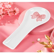 Kitchen Pembelia Pembe Fiyonk Desenli Seramik Kirli Kaşıklık-Tezgah Üstü Kepçe Kirli Kaşık Altlığı El Yapımı Özel Tasarım Kaşıklık