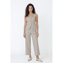 Stella Pulvis Ekru Yüksek Bel Culotte Pantolon