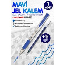 Mikasso Uni-Ball UM-153 Signo Broad Roller Kalem Mavi 1.0 mm Davetiye Kalemi + Yedek Uç /imza Kalemi / Jel