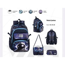 Belkıs Kırtasiye Astronot Çocuk Okul Çantası 3'lü Set – Sırt Çantası, Beslenme Çantası ve Kalemlik Astronot Okul Çantası Çanta