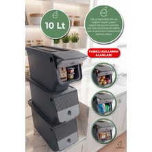 Evonita 3lü Çok Amaçlı Organizer Saklama Kutusu Kapaklı Dolap Içi Düzenleyici Raf Kutusu Seti 10 Litre