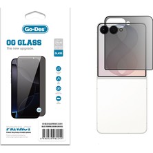 Go-Des Galaxy Z Flip 8 Uyumlu Go Des Og Glass Privacy Antistatik Temperli Cam Ekran Koruyucu Siyah