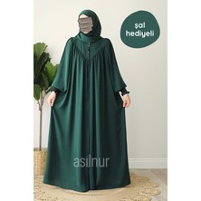 Asilnur Moda Elif Ferace Şal Hediyeli Takım Zümrüt Yeşili
