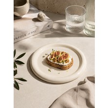 Beige & Stone Seramik Krem Donut Kahvaltı Pasta Yemek ve Tatlı Servis Tabak 25 cm