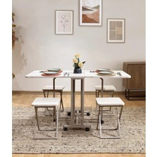 Uvi Collection Ada Tabureli Katlanır Çok Amaçlı Masa Seti Traverten
