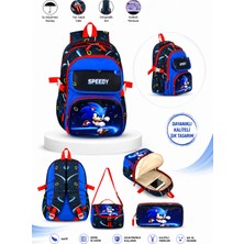 Belkıs Kırtasiye Sonic Çocuk Okul Çantası 3'lü Set – Sırt Çantası, Beslenme Çantası ve Kalemlik Sonic Okul Çantası Çanta