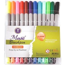 Mikasso Çift Taraflı Fineliner Kalem Seti Ince ve Kalın Uçlu Keçeli Beyaz