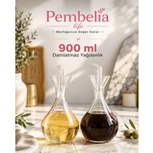 Kitchen Pembelia 2’li 900 ml Damlatmaz Cam Yağdanlık Seti Ayçiçek Zeytinyağ Şişesi Yağlık Sirkelik Takım Çeyizlik Set
