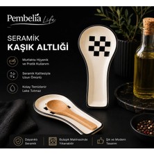 Kitchen Pembelia Seramik Dama Desen Kirli Kaşık Altlığı Kaşıklık Tezgah Üstü Kepçe Kaşık Altlığı Düzenleyici Kaşıklık