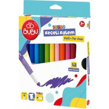 Mikasso Bu-Bu Jumbo Keçeli Kalem 5mm. Karton Kutu 12 Renk BUBU-KEC003 Çok Renkli