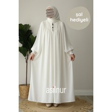 Asilnur Moda Elif Ferace Şal Hediyeli Takım Ekru