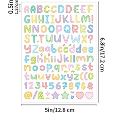 BNG STR Renkli Alfabe ve Rakamlar Yapışkanlı Sticker - Kendinden Yapışkanlı Dekoratif Defter Etiketi