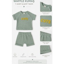 Joyola Erkek Bebek Waffle Kumaş Süzene Nakışlı 2'li Takım Mint Yeşili