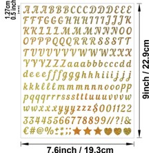BNG STR Simli Harfler ve Sayılar Sticker Alfabe Süsleme  Etiketi Gold