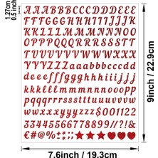 BNG STR Simli Rose Harfler ve Sayılar Sticker Alfabe Süsleme Etiketi Kırmızı