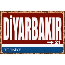 Lucena Diyarbakır 21 Metal Duvar Tabelası Retro Vintage Dekoratif Şehir Plakası