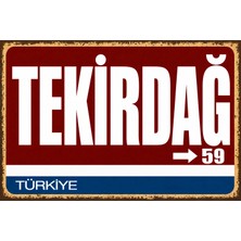 Lucena Tekirdağ 59 Metal Duvar Tabelası Retro Vintage Dekoratif Şehir Plakası
