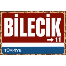 Lucena Bilecik 11 Metal Duvar Tabelası Retro Vintage Dekoratif Şehir Plakası
