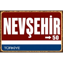 Lucena Nevşehir 50 Metal Duvar Tabelası Retro Vintage Dekoratif Şehir Plakası