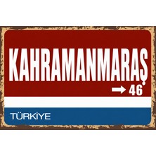 Lucena Kahramanmaraş 46 Metal Duvar Tabelası Retro Vintage Dekoratif Şehir Plakası