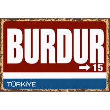 Lucena Burdur 15 Metal Duvar Tabelası Retro Vintage Dekoratif Şehir Plakası