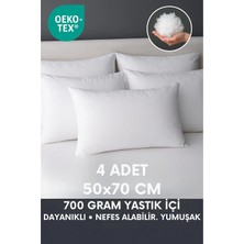Yamesa 50X70 cm 4 Adet Yastık – %100 Silikon Elyaf Dolgu, 700 Gram, Yumuşak, Nefes Alabilir, Terletmez