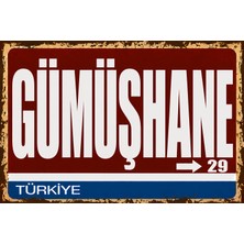 Lucena Gümüşhane 29 Metal Duvar Tabelası Retro Vintage Dekoratif Şehir Plakası