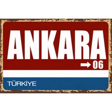 Lucena Ankara 06 Metal Duvar Tabelası Retro Vintage Dekoratif Şehir Plakası