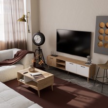 Mezza Set 1585-2074 Exxen 180 cm Tv Ünitesi + Exxen Orta Sehpa - Sepet-Beyaz Rengi
