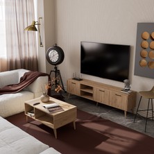 Mezza Set 1587-2076 Modern Tasarımlı 180 cm Suntalam Tv Ünitesi + Exxen Orta Sehpa Sepet Ceviz Renk