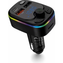 Renas Store Bluetooth 5.3 Fm Transmitter Pd 20W Şarj Cihazlı LED Ekranlı Rgb Aydınlatmalı Siyah ND1100