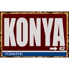 Lucena Konya 42 Metal Duvar Tabelası Retro Vintage Dekoratif Şehir Plakası