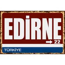 Lucena Edirne 22 Metal Duvar Tabelası Retro Vintage Dekoratif Şehir Plakası