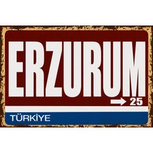 Lucena Erzurum 25 Metal Duvar Tabelası Retro Vintage Dekoratif Şehir Plakası