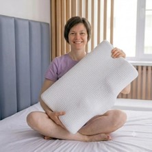 DEAR Visco Boyun Yuvalı Servikal Yastık Destekleyici Visco Ortopedik Boyun Yastığı 60*34*11 cm Memory Foam Hafızalı Yastık