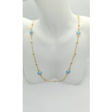 Nd Jewelry Mare Gold Renk Turkuaz Taşlı Kolye (48+5 cm)