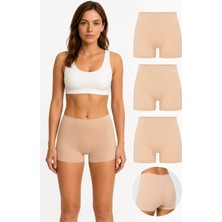 Westic Giyim Kadın Bambu Boxer - Bej Renkli Premium Doğal Lifli Yumuşak Doku 3'lü Paket