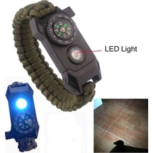 Empressco Yeşil Kamuflaj Paracord Bilezik, Led, Bıçak, Ateş Başlatıcı, Düdük, Pusula