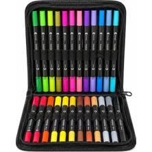 Hanemlife 24 Lü Çift Uçlu Fırça ve 0.4 mm Fine Uçlu Marker Kalem