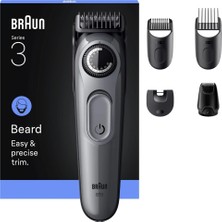 Braun Series 3 Sakal Düzeltici – 40 Uzunluk Ayarı, 0,5 mm Precisionwheel, Ultra Keskin Bıçak, Skinguard, 5 Aksesuar, 50 Dk Kablosuz Kullanım, Yıkanabilir Başlık, Saç ve Sakal Şekillendirici BT3560