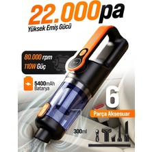 Nivego Tln 22.000 Pa Kablosuz Araç Süpürgesi ve Hava Üfleyici 2'si 1 Arada 5400 Mah Type-C Şarjlı Mini El Süpürgesi