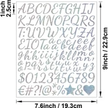 BNG STR Büyük Boy El Yazısı Simli Harf Sticker Seti  2.5 cm Kaligrafi Albüm Etiketi Gümüş