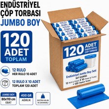 Liva Ambalaj Endüstriyel Çöp Torbası Jumbo Boy 80X110 cm 400 gr 12 Rulo 120 Adet Mavi Çöp Poşeti