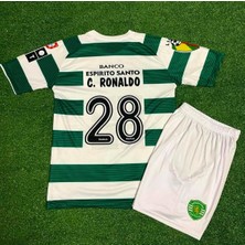 Candy Cup Sporting C. Ronaldo 28 Çocuk Futbol Forması Beyaz ve Yeşil