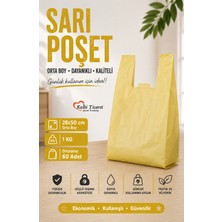 Kalbi Ticaret Kalın Sarı Poşet Orta Boy 28X50 cm 1 kg Çöp Poşeti Market Manav Poşeti Hışır Atlet Poşet