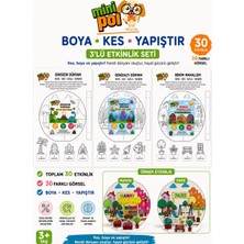Minipoi 🎨 Boya • Kes • Yapıştır – 3’lü Etkinlik Seti Maketini Tamamla (30 Etkinlik )
