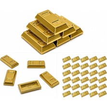 LEGO Minifigür Aksesuarları: 20 Adet Altın Külçe (Gold Bar) Parçası - Metalik Gold Renk - Koleksiyon